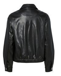 schwarze Leder Bomberjacke von Pieces