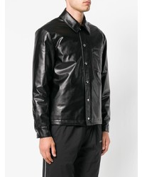 schwarze Leder Bomberjacke von MSGM