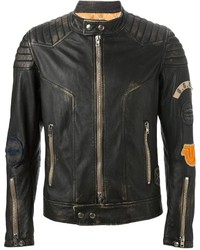 schwarze Leder Bomberjacke von S.W.O.R.D.