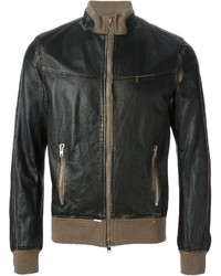 schwarze Leder Bomberjacke von S.W.O.R.D.