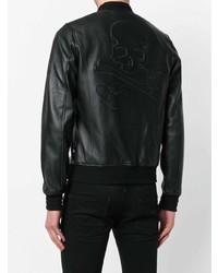 schwarze Leder Bomberjacke von Philipp Plein