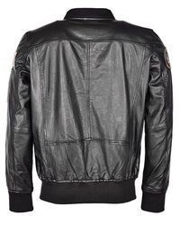 schwarze Leder Bomberjacke von TOP GUN