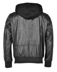 schwarze Leder Bomberjacke von TOP GUN