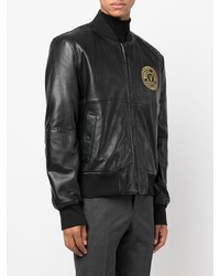 schwarze Leder Bomberjacke von VERSACE JEANS COUTURE