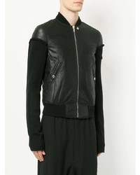 schwarze Leder Bomberjacke von Rick Owens