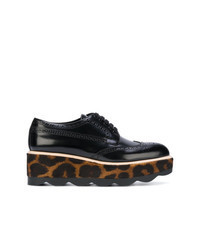 schwarze Leder Brogues mit Leopardenmuster