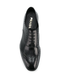 schwarze Leder Brogues von Prada