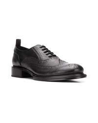 schwarze Leder Brogues von Ann Demeulemeester