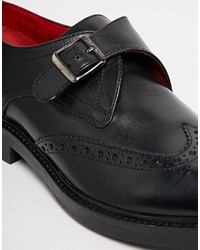 schwarze Leder Brogues von Base London