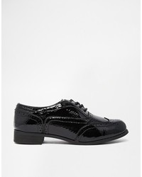 schwarze Leder Brogues von London Rebel