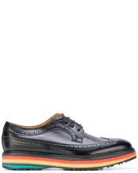 schwarze Leder Brogues von Paul Smith