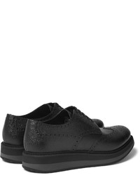 schwarze Leder Brogues von Prada