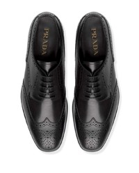 schwarze Leder Brogues von Prada