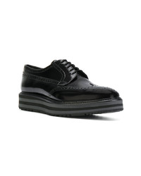 schwarze Leder Brogues von Prada