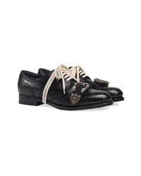 schwarze Leder Brogues von Gucci