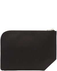 schwarze Leder Clutch Handtasche mit geometrischem Muster von Balmain