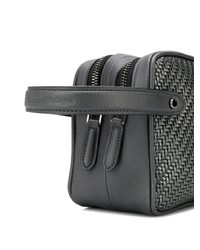 schwarze Leder Clutch Handtasche mit geometrischem Muster von Ermenegildo Zegna
