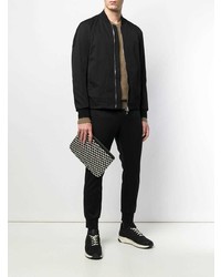 schwarze Leder Clutch Handtasche mit geometrischem Muster von Pierre Hardy