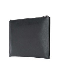 schwarze Leder Clutch Handtasche mit Paisley-Muster von Saint Laurent