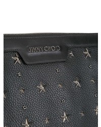 schwarze Leder Clutch Handtasche mit Sternenmuster von Jimmy Choo