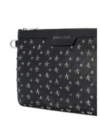 schwarze Leder Clutch Handtasche mit Sternenmuster von Jimmy Choo