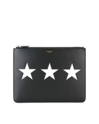 schwarze Leder Clutch Handtasche mit Sternenmuster von Givenchy