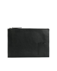 schwarze Leder Clutch Handtasche von AMI Alexandre Mattiussi