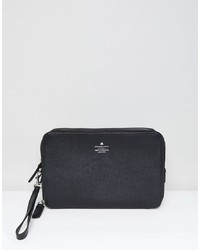 schwarze Leder Clutch Handtasche von ASOS DESIGN