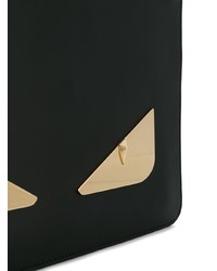 schwarze Leder Clutch Handtasche von Fendi