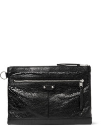 schwarze Leder Clutch Handtasche von Balenciaga
