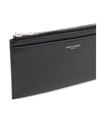 schwarze Leder Clutch Handtasche von Saint Laurent