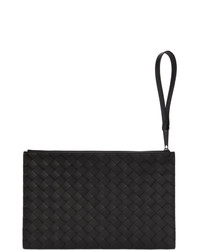 schwarze Leder Clutch Handtasche von Bottega Veneta