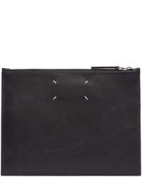 schwarze Leder Clutch Handtasche von Maison Margiela