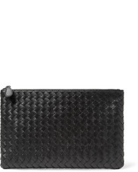 schwarze Leder Clutch Handtasche von Bottega Veneta