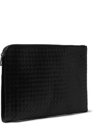 schwarze Leder Clutch Handtasche von Bottega Veneta