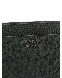 schwarze Leder Clutch Handtasche von Prada