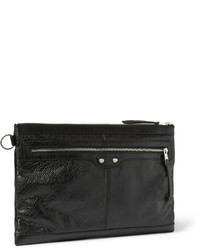 schwarze Leder Clutch Handtasche von Balenciaga