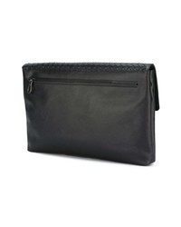 schwarze Leder Clutch Handtasche von Bottega Veneta