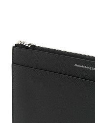 schwarze Leder Clutch Handtasche von Alexander McQueen