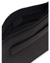 schwarze Leder Clutch Handtasche von Prada