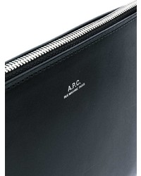 schwarze Leder Clutch Handtasche von A.P.C.