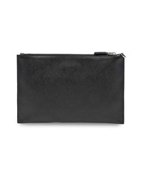 schwarze Leder Clutch Handtasche von Prada