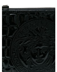 schwarze Leder Clutch Handtasche von Versace