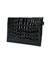 schwarze Leder Clutch Handtasche von Versace