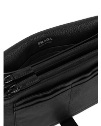 schwarze Leder Clutch Handtasche von Prada