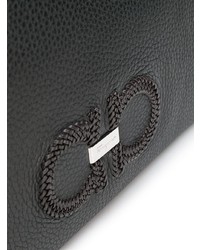 schwarze Leder Clutch Handtasche von Salvatore Ferragamo