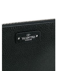 schwarze Leder Clutch Handtasche von Valentino