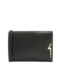 schwarze Leder Clutch Handtasche von Giuseppe Zanotti Design