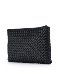 schwarze Leder Clutch Handtasche von Bottega Veneta