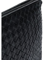 schwarze Leder Clutch Handtasche von Bottega Veneta